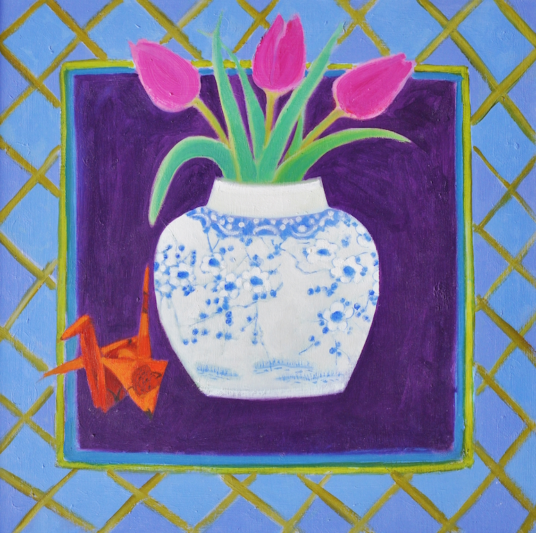 Tulips in Origami Crane